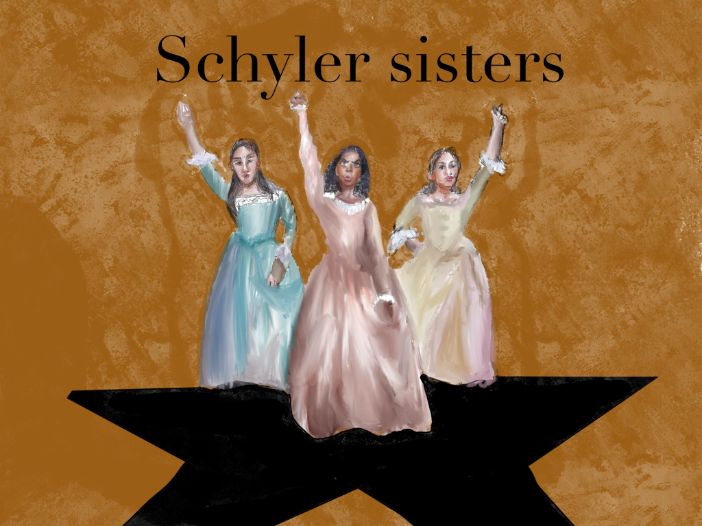 Artist interpretation of Schyler Sisters with arms raised in the air