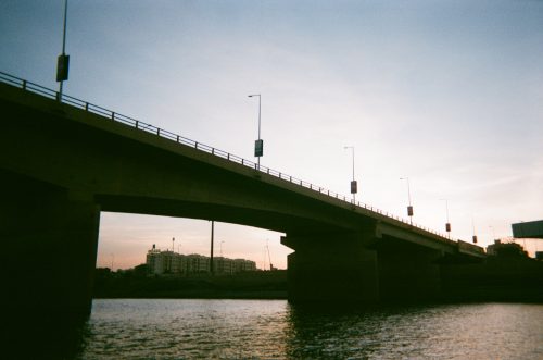 a concrete bridge stretches across the Nile in Khartoum, Sudan