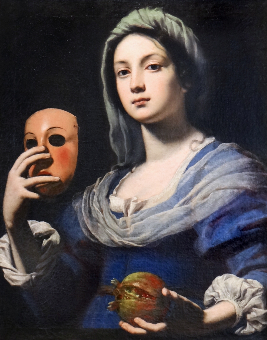 Woman with a mask, oil on canvas