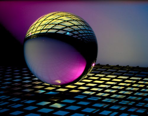 Abstract grid and orb